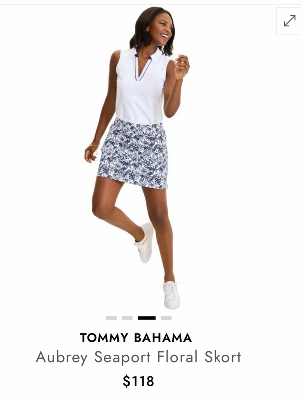 Tommy Bahama Navy and White Floral Mini Skort size medium like new
